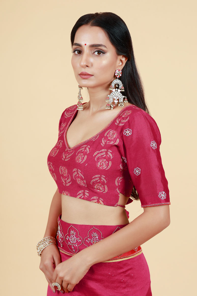 LAHARI MAROON HAND EMBROIDERED SAREE