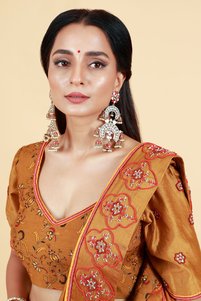 LAHARI OLIVE-GOLD HAND EMBROIDERED SAREE