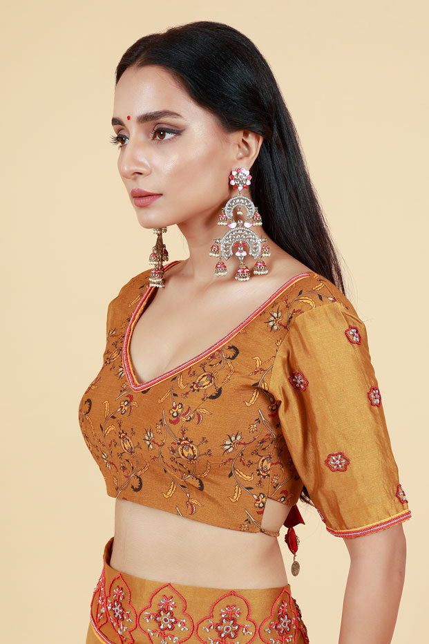 LAHARI OLIVE-GOLD HAND EMBROIDERED SAREE