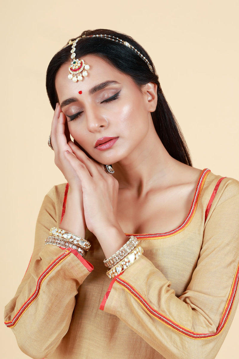 RASALA BEIGE KURTA PALAZZO SET ( set of 2 )