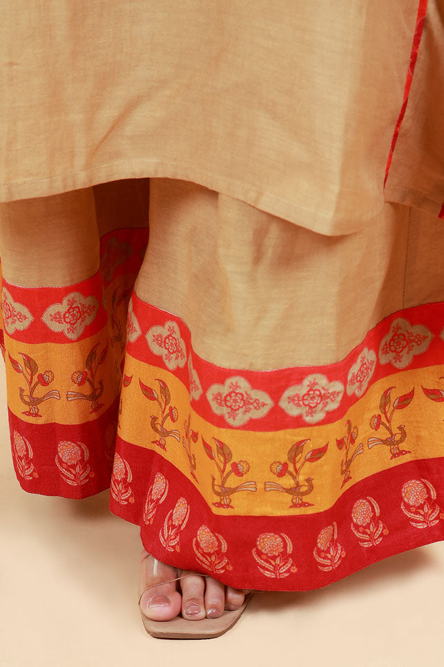 RASALA BEIGE KURTA PALAZZO SET ( set of 2 )
