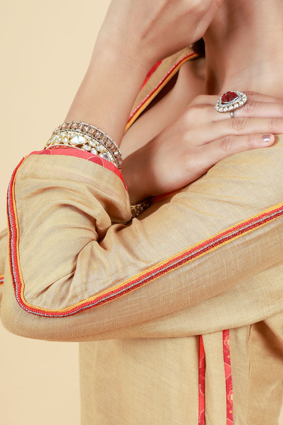 RASALA BEIGE KURTA PALAZZO SET ( set of 2 )