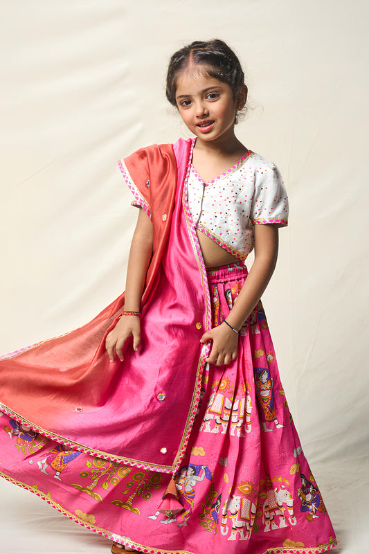 MEGHA NRITYA PINK LEHENGA SET (set of 3)