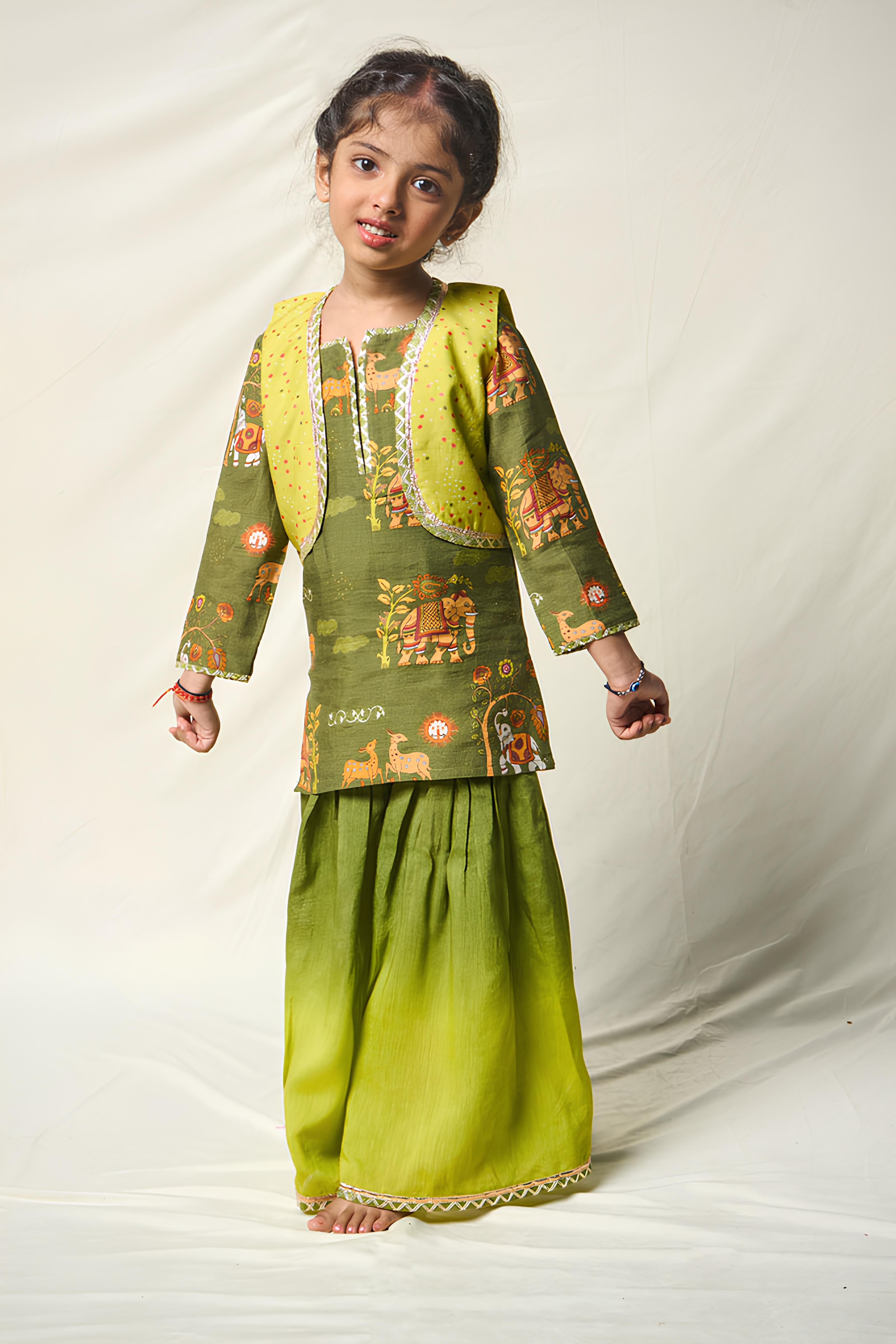 VAN KATHA GREEN SHARARA SET (set of 3)