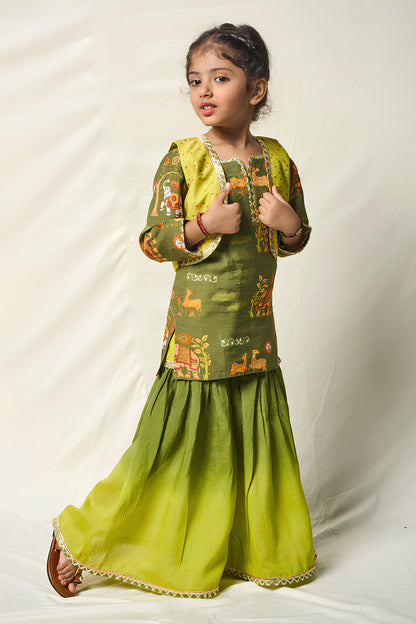 VAN KATHA GREEN SHARARA SET (set of 3)
