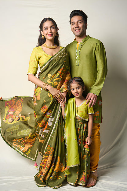MEGHA NRITYA GREEN LEHENGA SET (set of 3)
