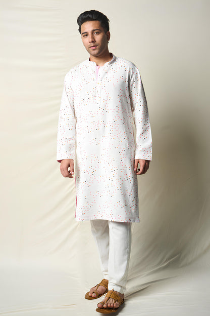 SUKH VANA BINDU WHITE (set of 2 kurta + pant ) MAN