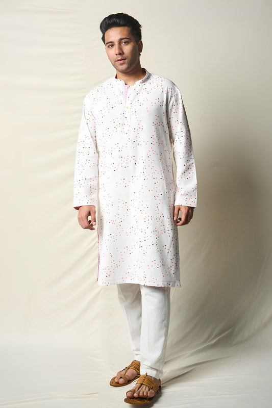 SUKH VANA BINDU WHITE (set of 2 kurta + pant ) MAN