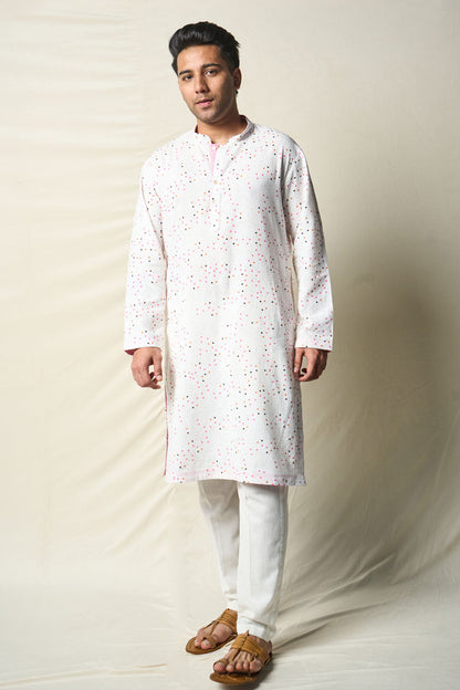 SUKH VANA BINDU WHITE (set of 2 kurta + pant ) MAN
