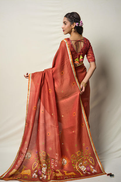 SHĀNTA VANA RUST SAREE