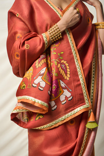 SHĀNTA VANA RUST SAREE