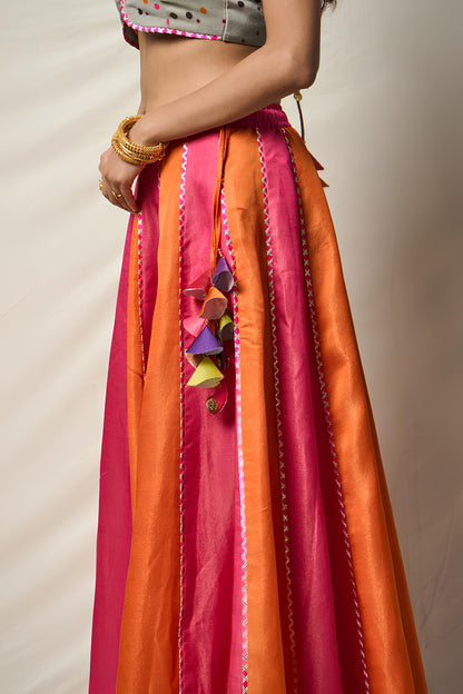 KĀNTARA PINK LEHENGA SET(SET OF 3)