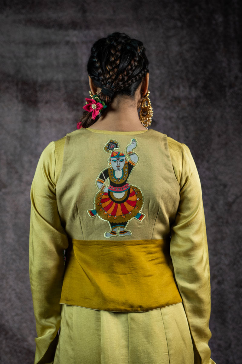 BHAKT ANGARKHA METALLIC PISTA SET WITH JACKET  ( SET OF 3 )