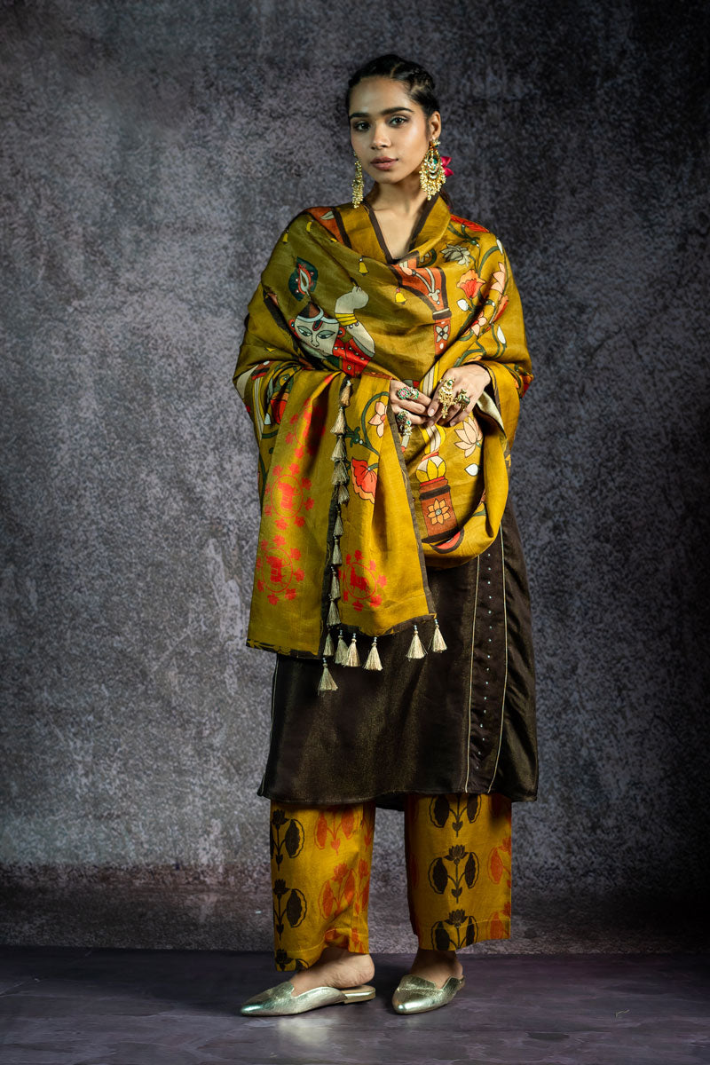 KUNDAN MAATI  METALLIC SET OF 3 - KURTA +PALAZZO + DUPATTA