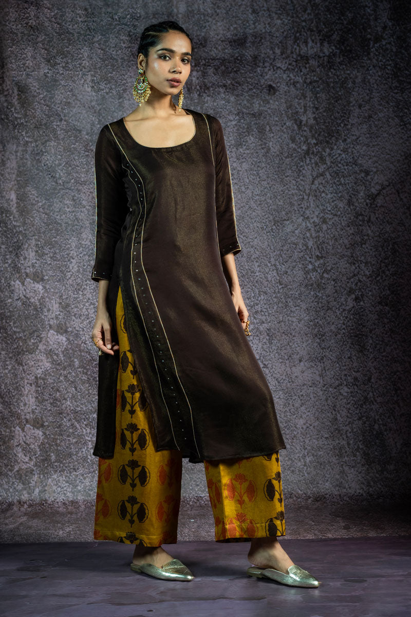 KUNDAN MAATI  METALLIC SET OF 3 - KURTA +PALAZZO + DUPATTA