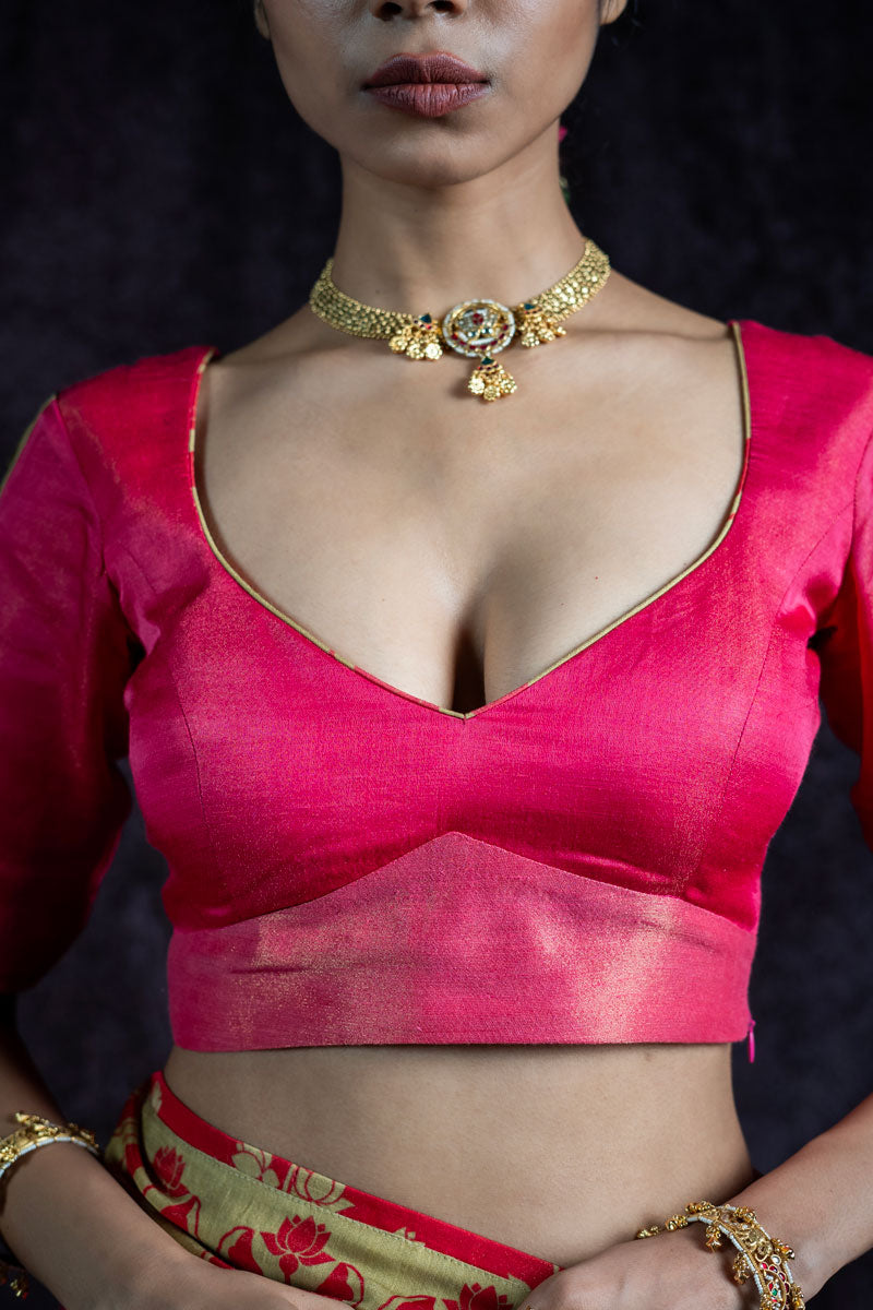 PADMA SAAJ PINK METALLIC SAREE