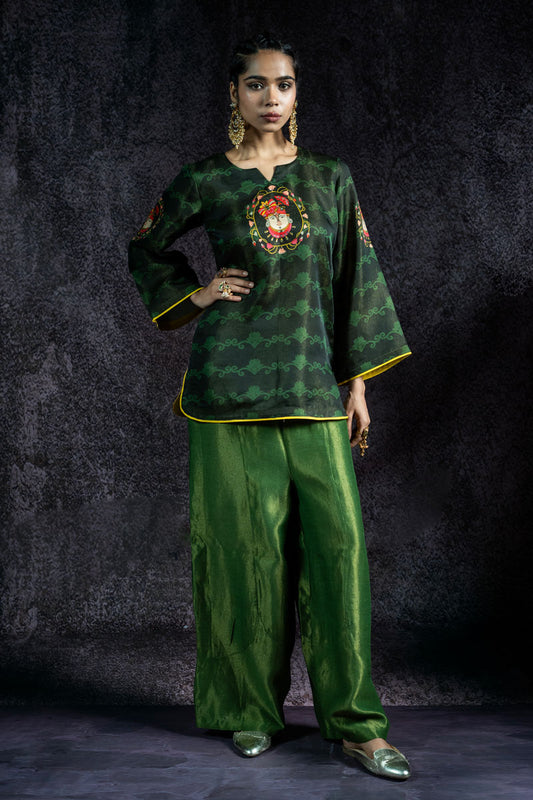 SHRINATHJI ARPAN METALLIC GREEN CO-ORD SET (SET OF 2)