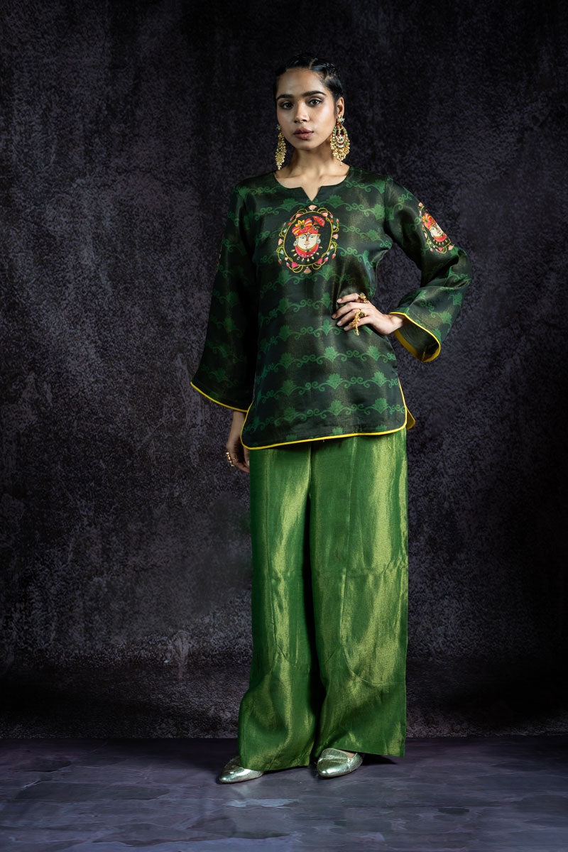 SHRINATHJI ARPAN METALLIC GREEN KURTA