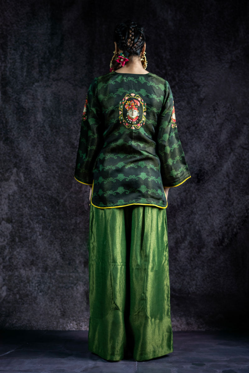 SHRINATHJI ARPAN METALLIC GREEN KURTA