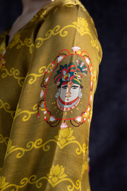SHRINATHJI ARPAN METALLIC OLIVE KURTA