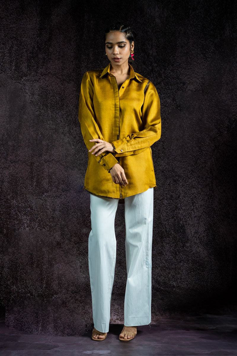 OLIVE METALLIC SHIRT