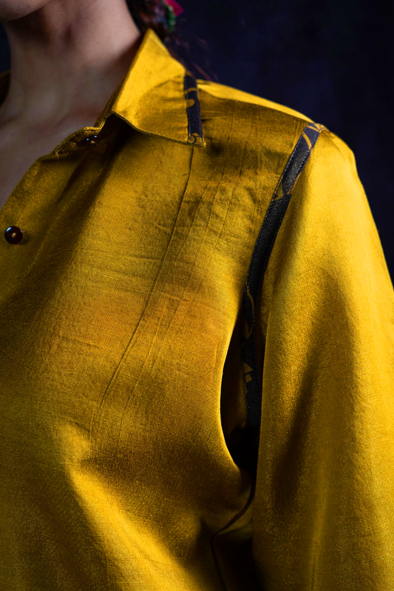 OLIVE METALLIC SHIRT