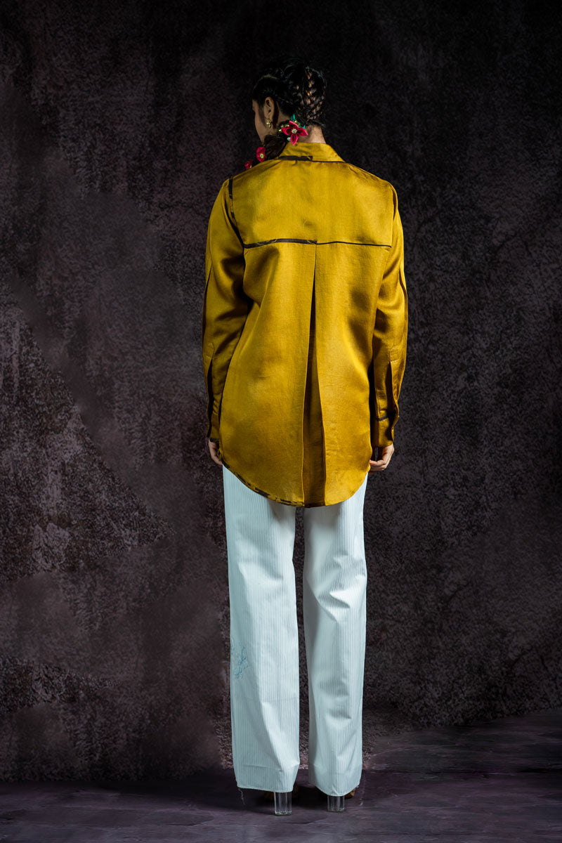 OLIVE METALLIC SHIRT