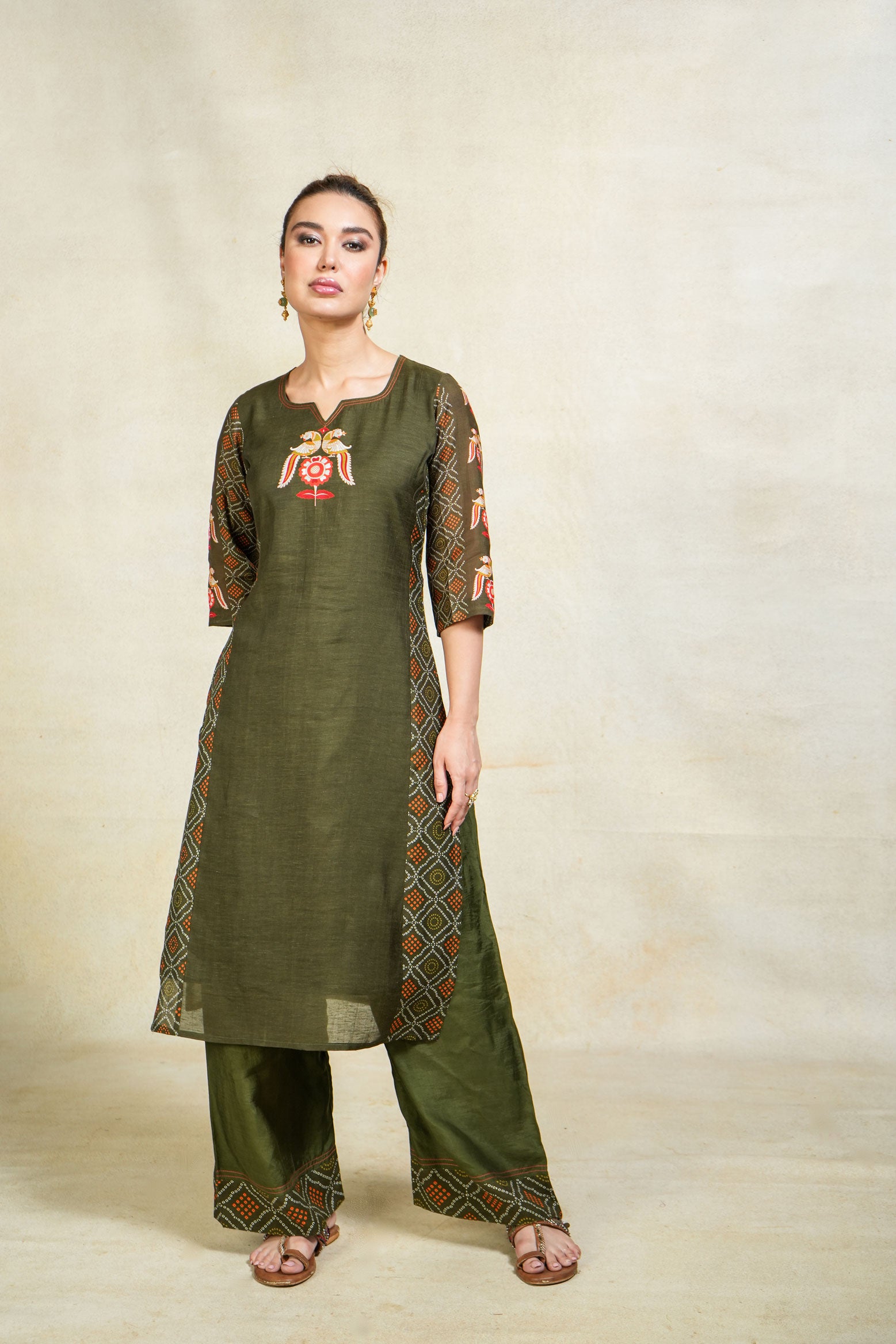 Kapila green set of 2 ( kurta + palazzo )