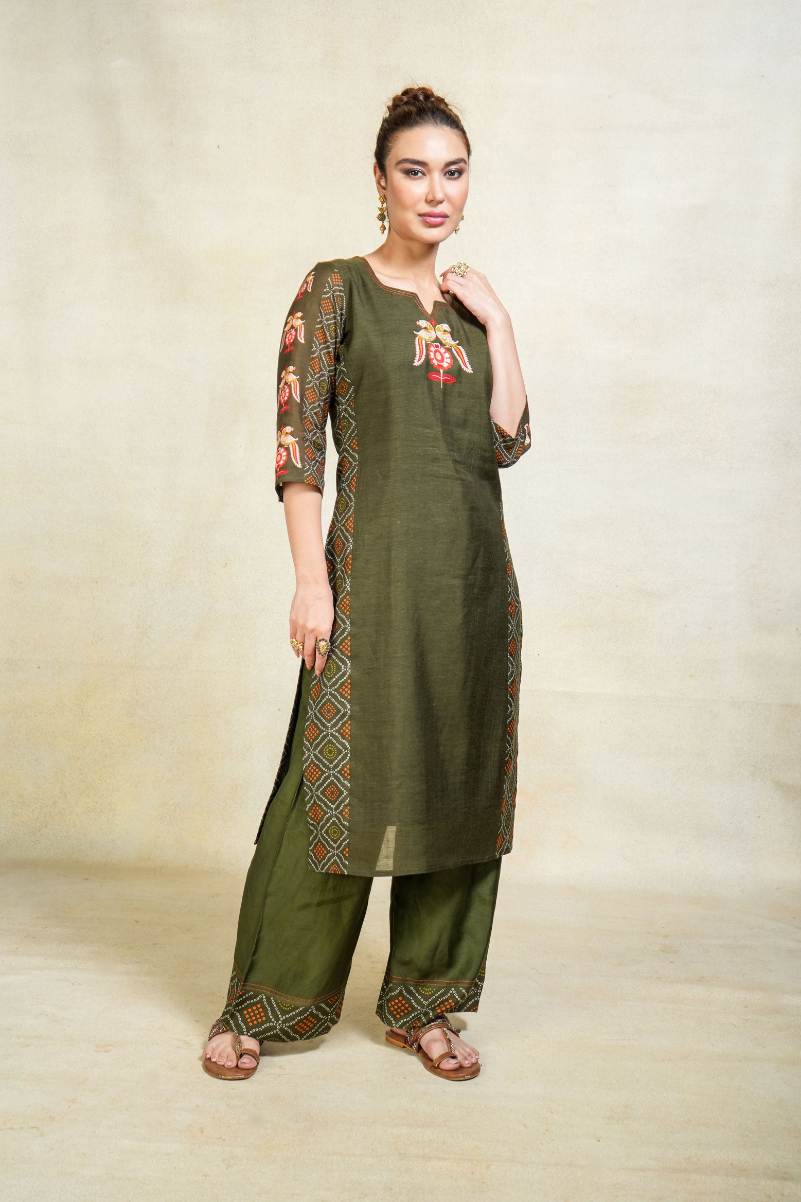Kapila green set of 2 ( kurta + palazzo )