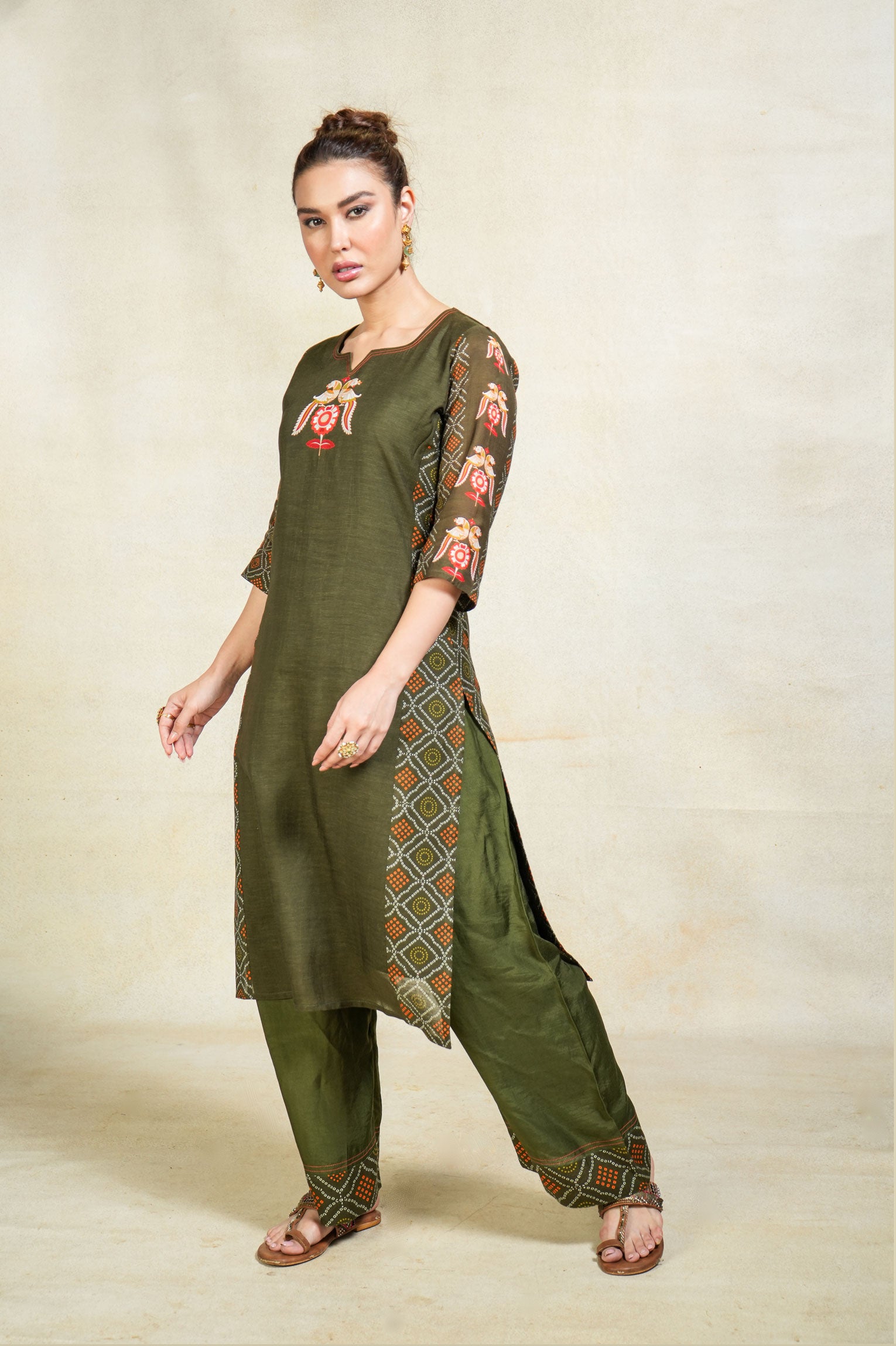 Kapila green set of 2 ( kurta + palazzo )