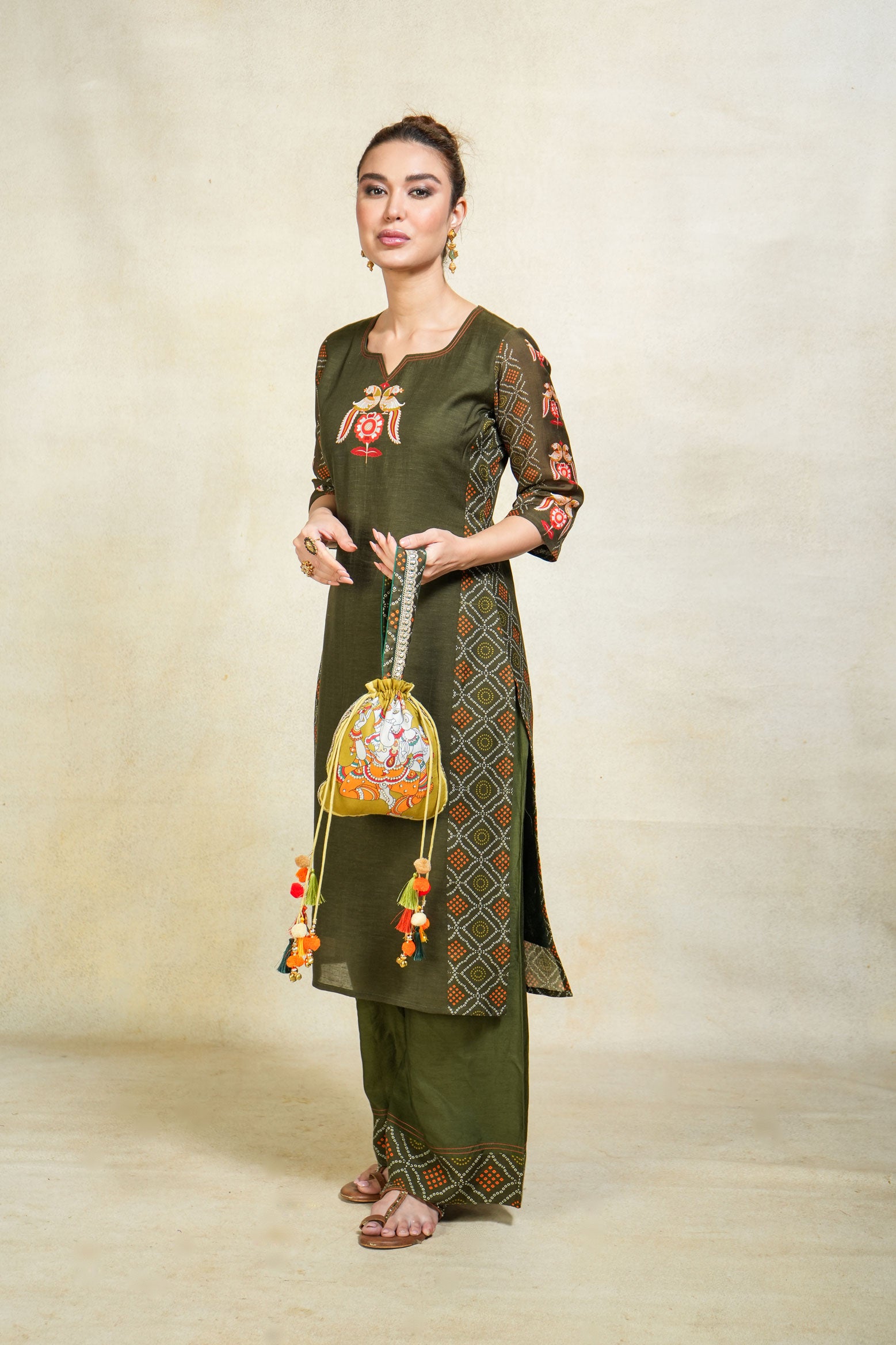 Kapila green set of 2 ( kurta + palazzo )