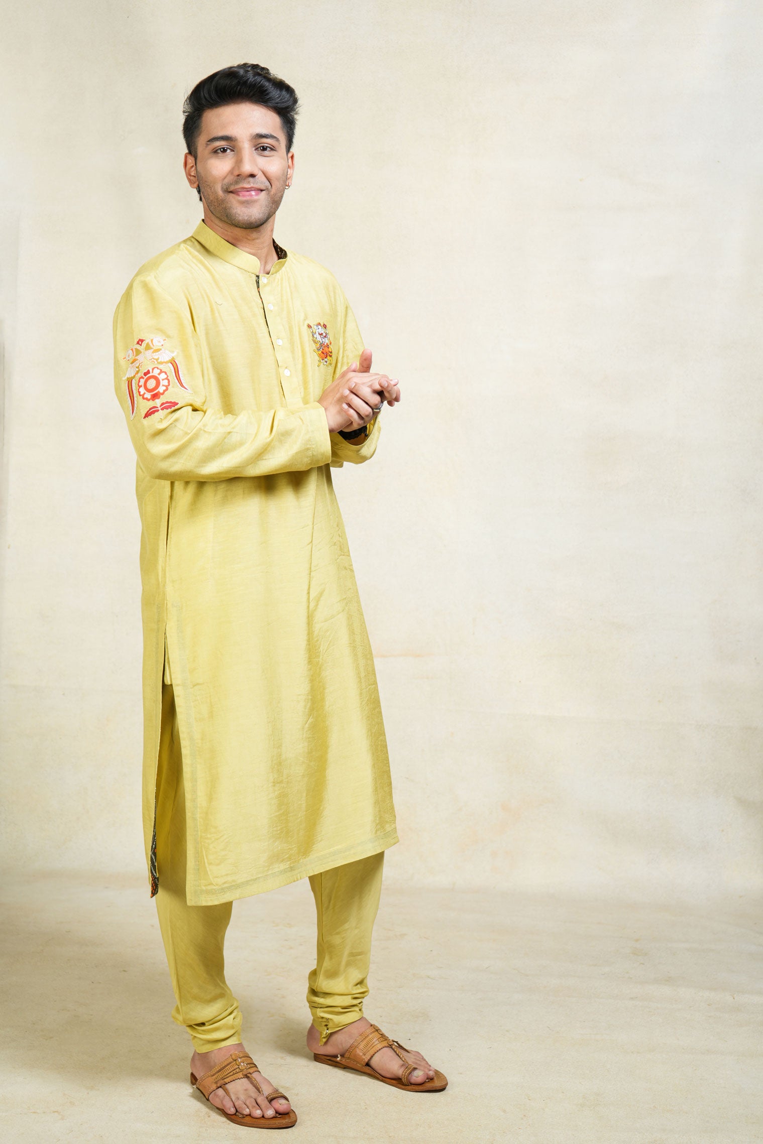 Gajraj pista kurta + churidar + jacket (set of 3)