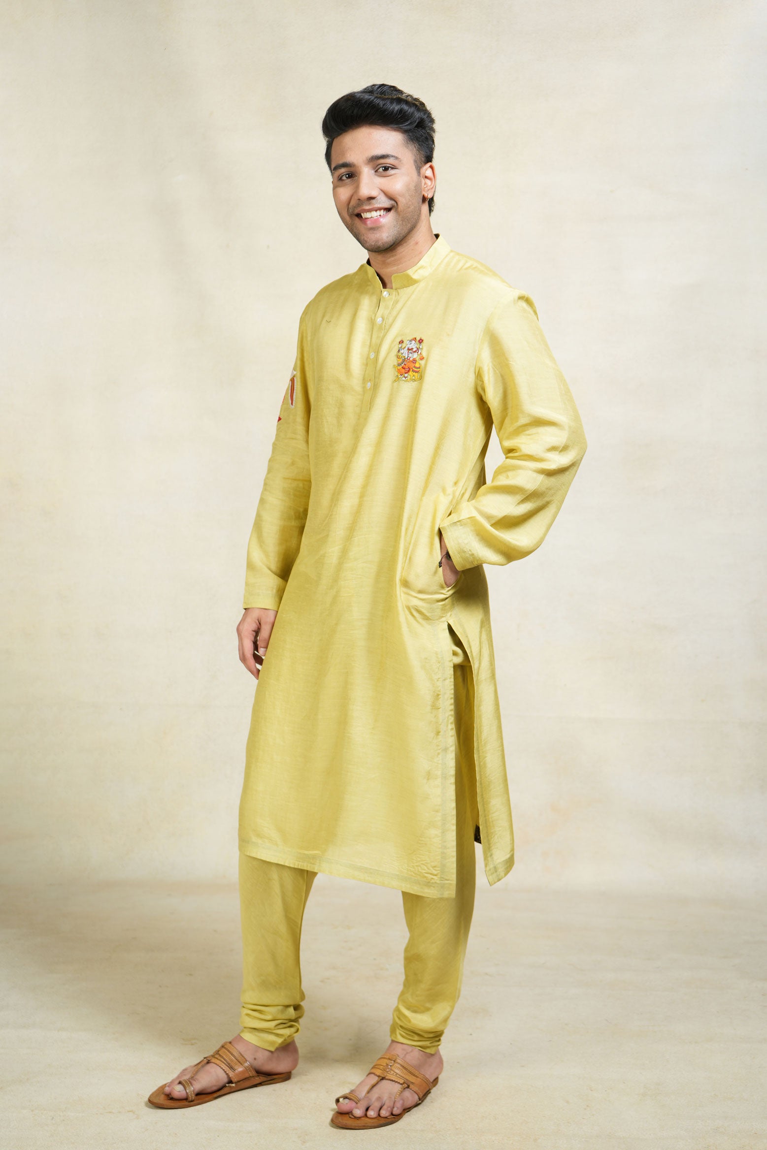 Gajraj pista kurta + churidar + jacket (set of 3)
