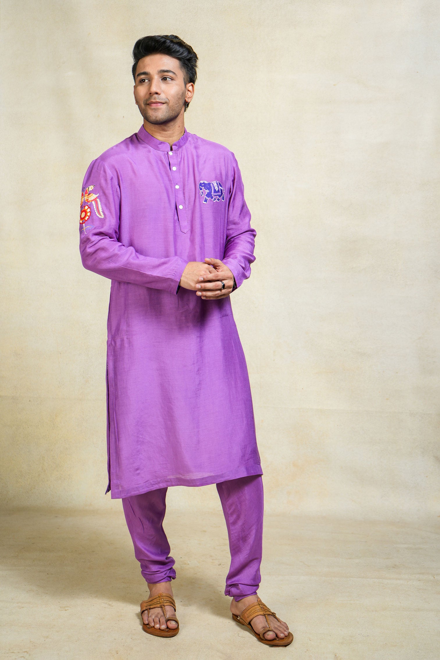 Gajraj lavender kurta + churidar + jacket (set of 3)