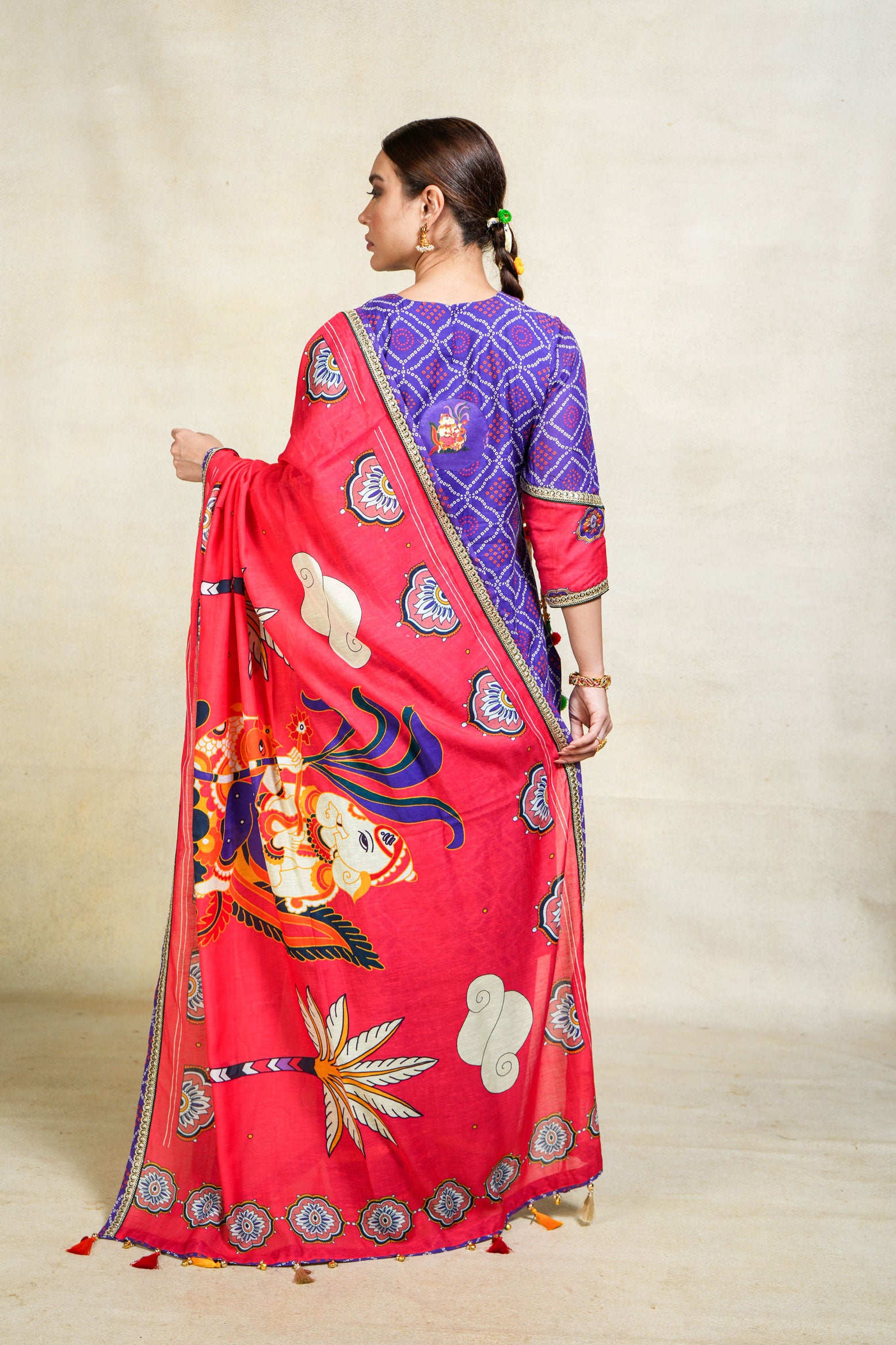 Siddhi purple salwar +kurta + dupatta (set of 3)