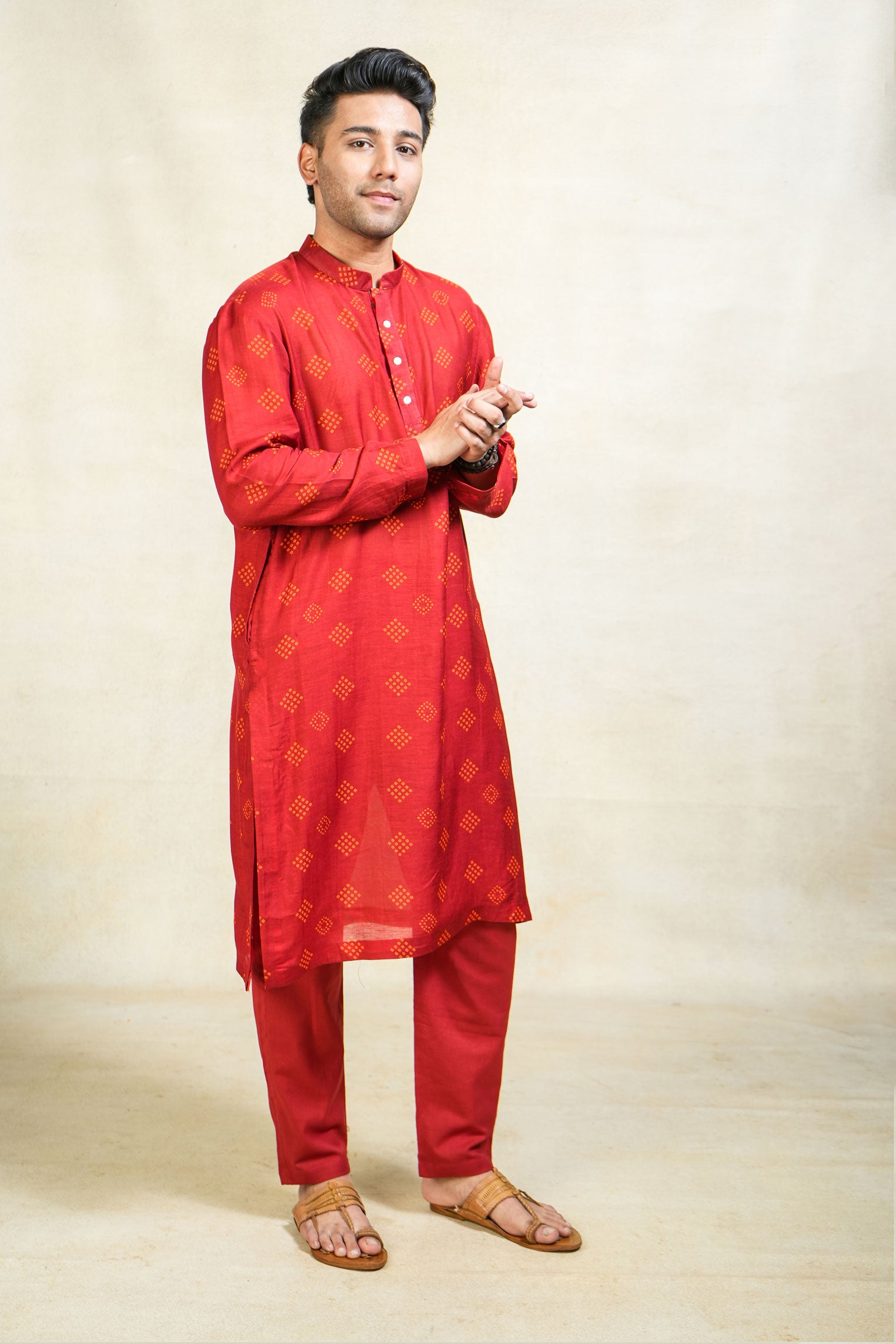 Varenya maroon kurta + pant (set of 2)