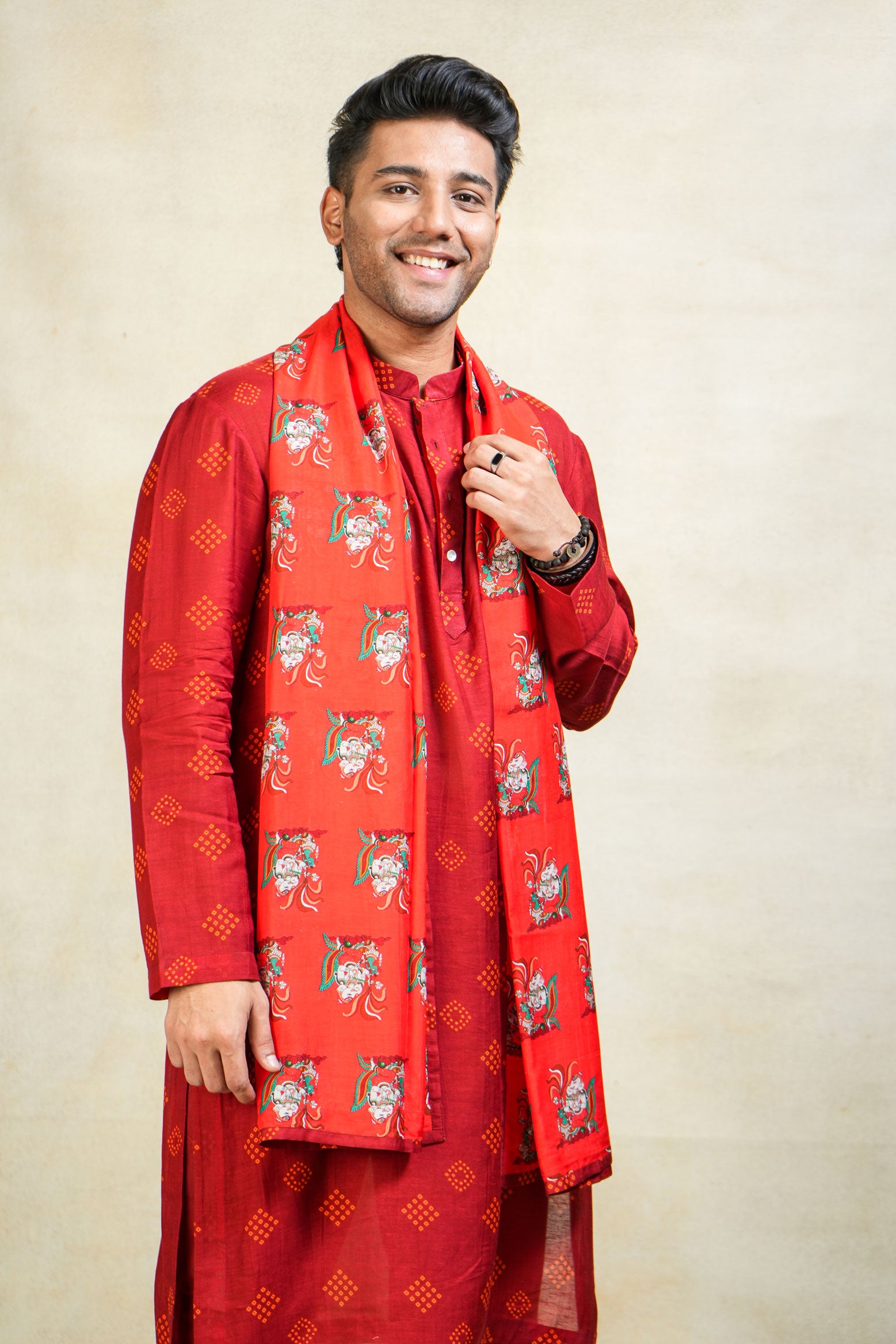 Varenya maroon kurta + pant (set of 2)