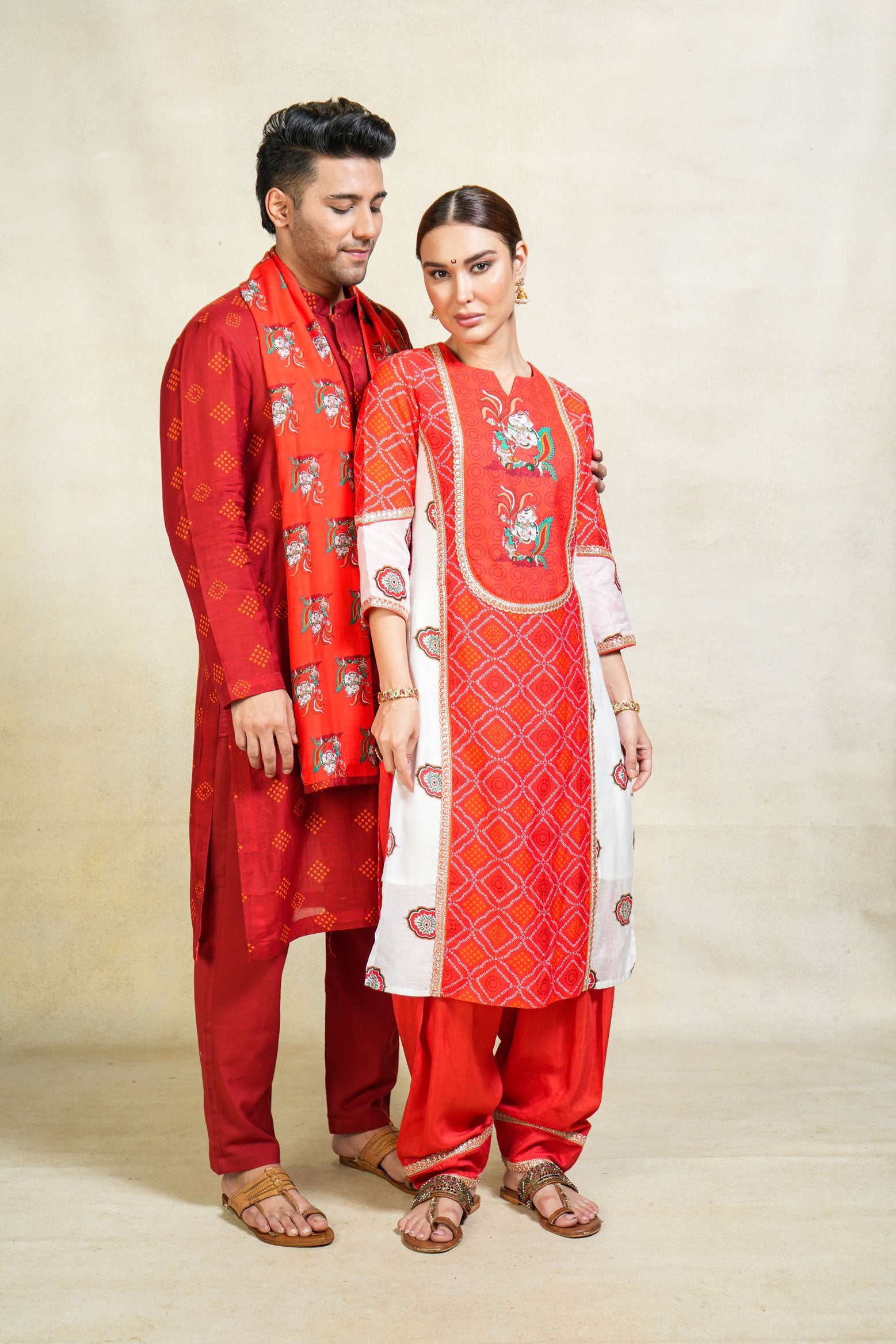 Varenya maroon kurta + pant (set of 2)