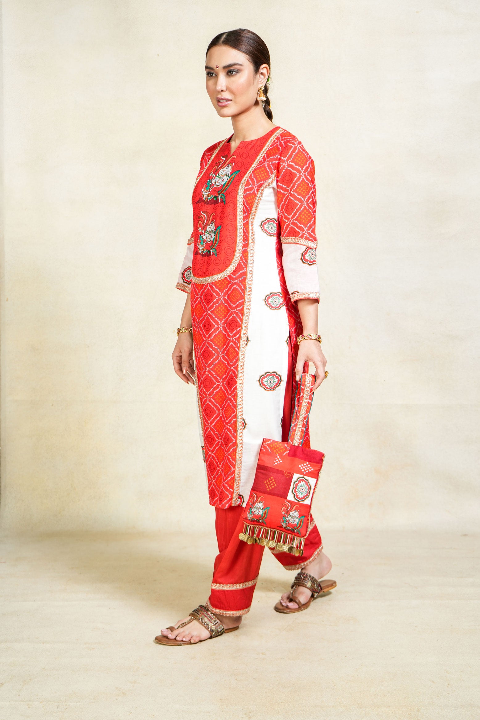 Siddhi red salwar +kurta (set of 2)