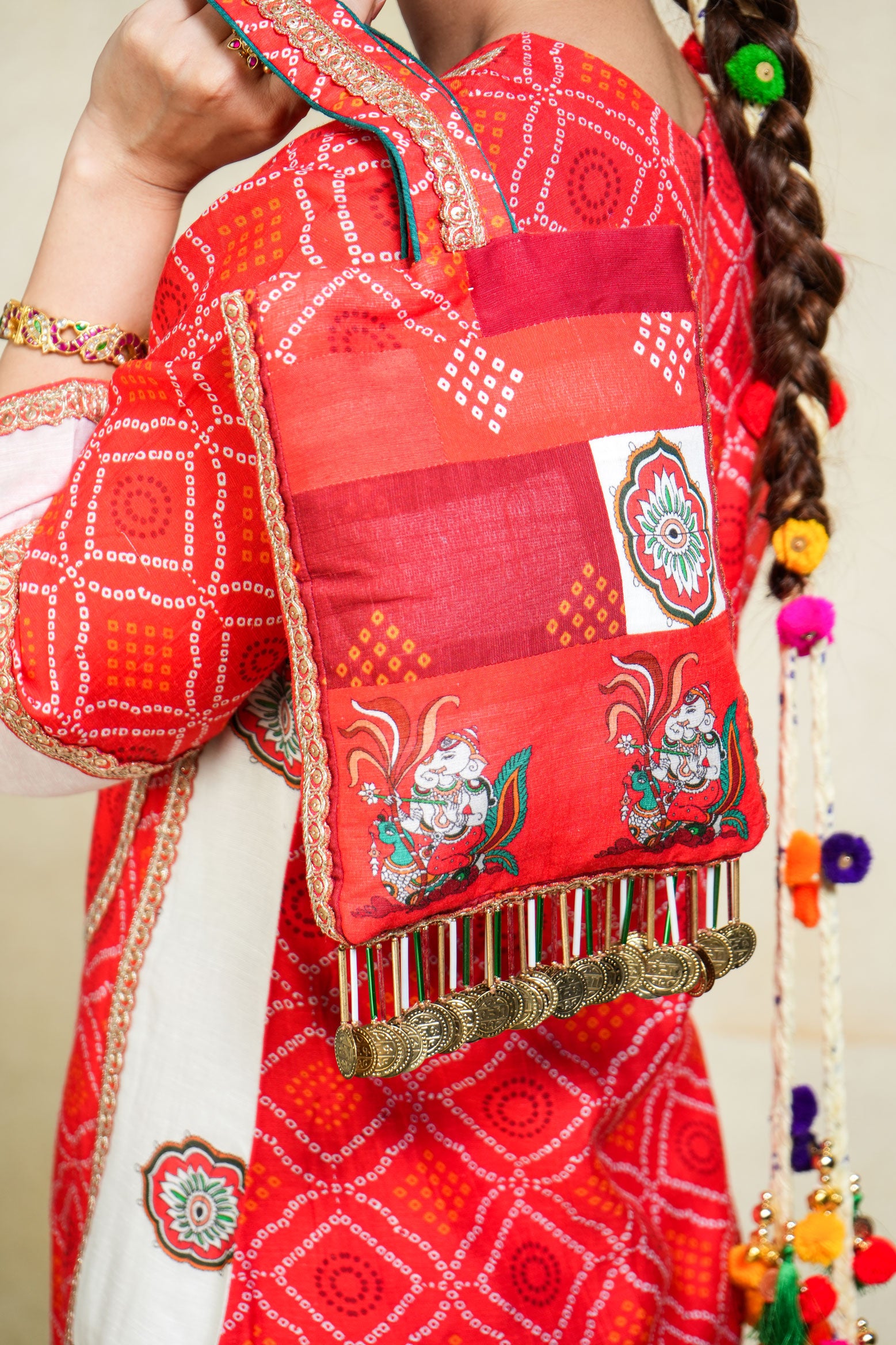 GAJANAN RED PATCHWORK POTLI
