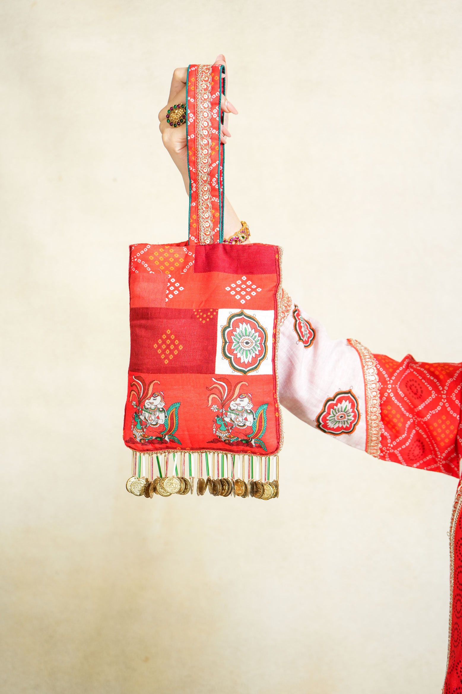 GAJANAN RED PATCHWORK POTLI