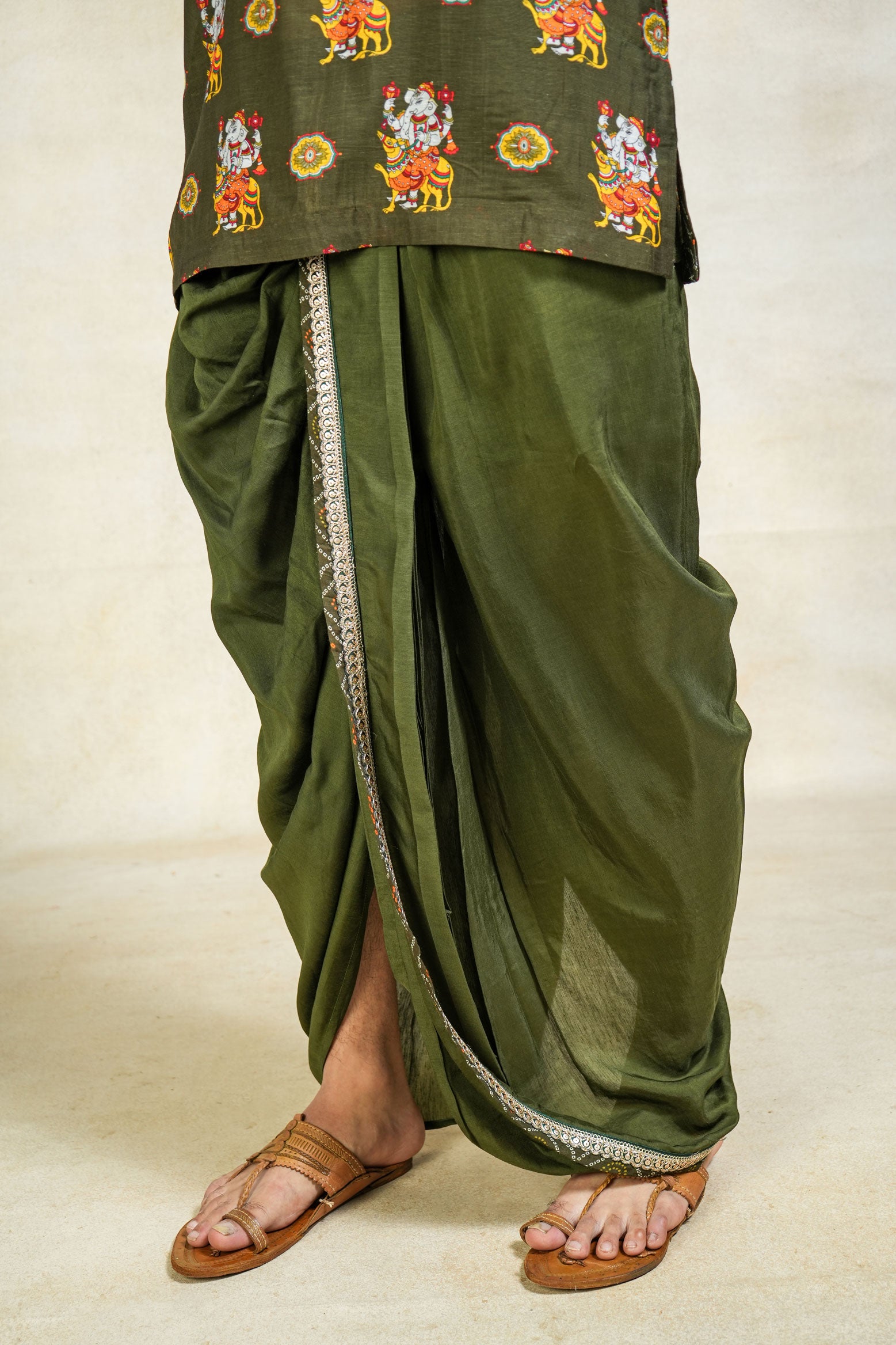 Herambh green stitched dhoit