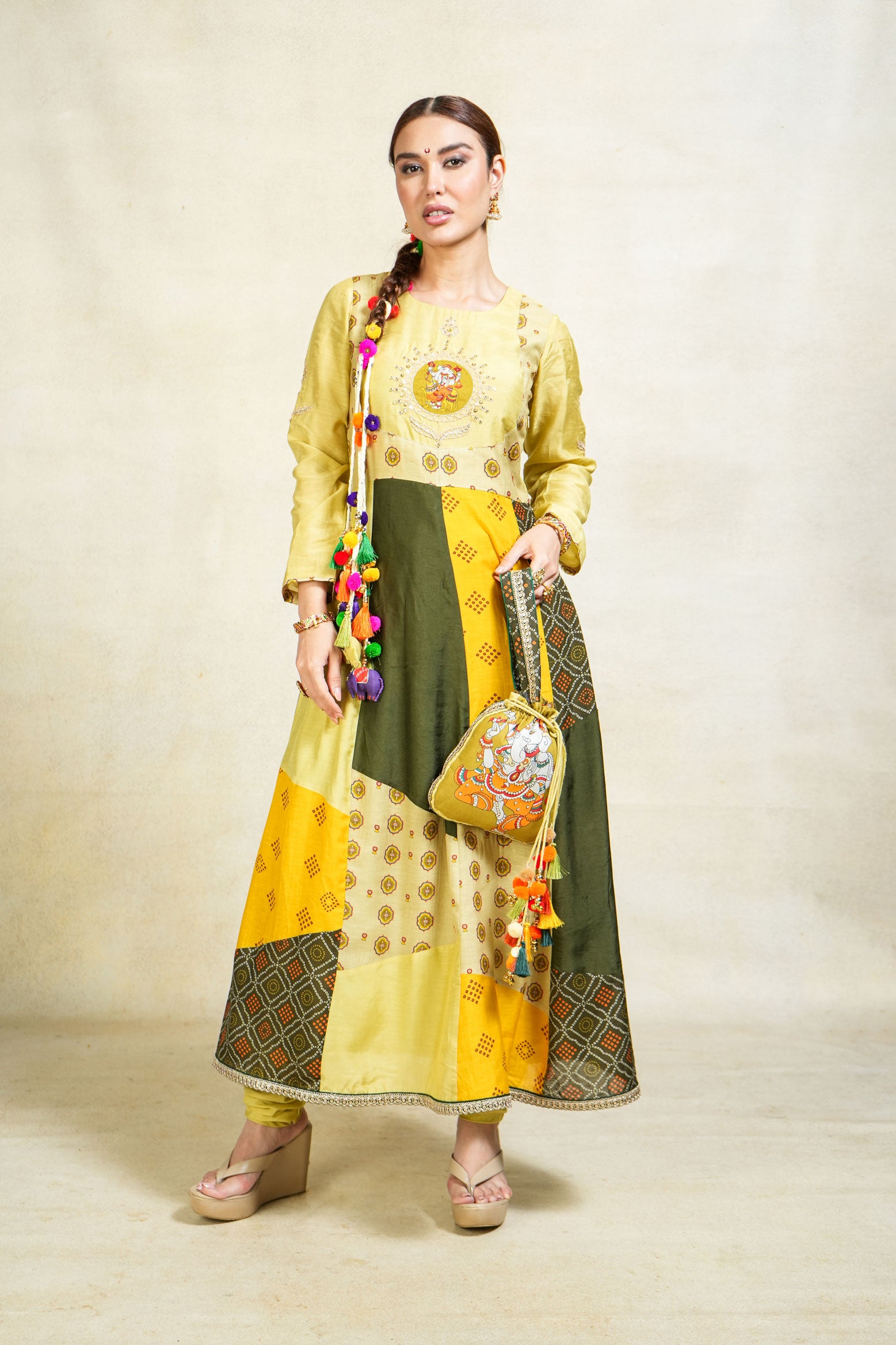 Varenya pista anarkali + churirdar + dupatta (set of 3)