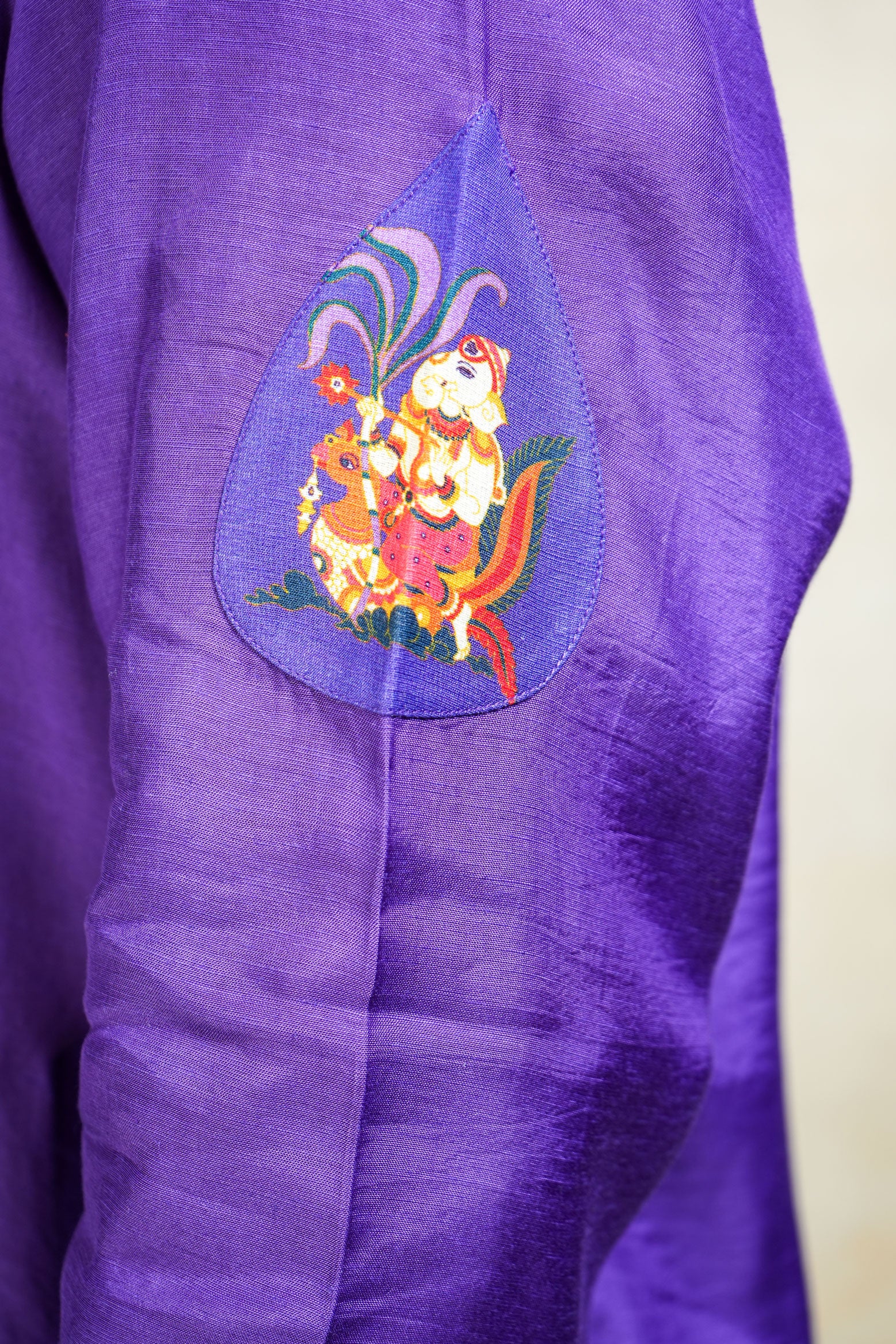 Herambh purple Ganesh appliqué kurta