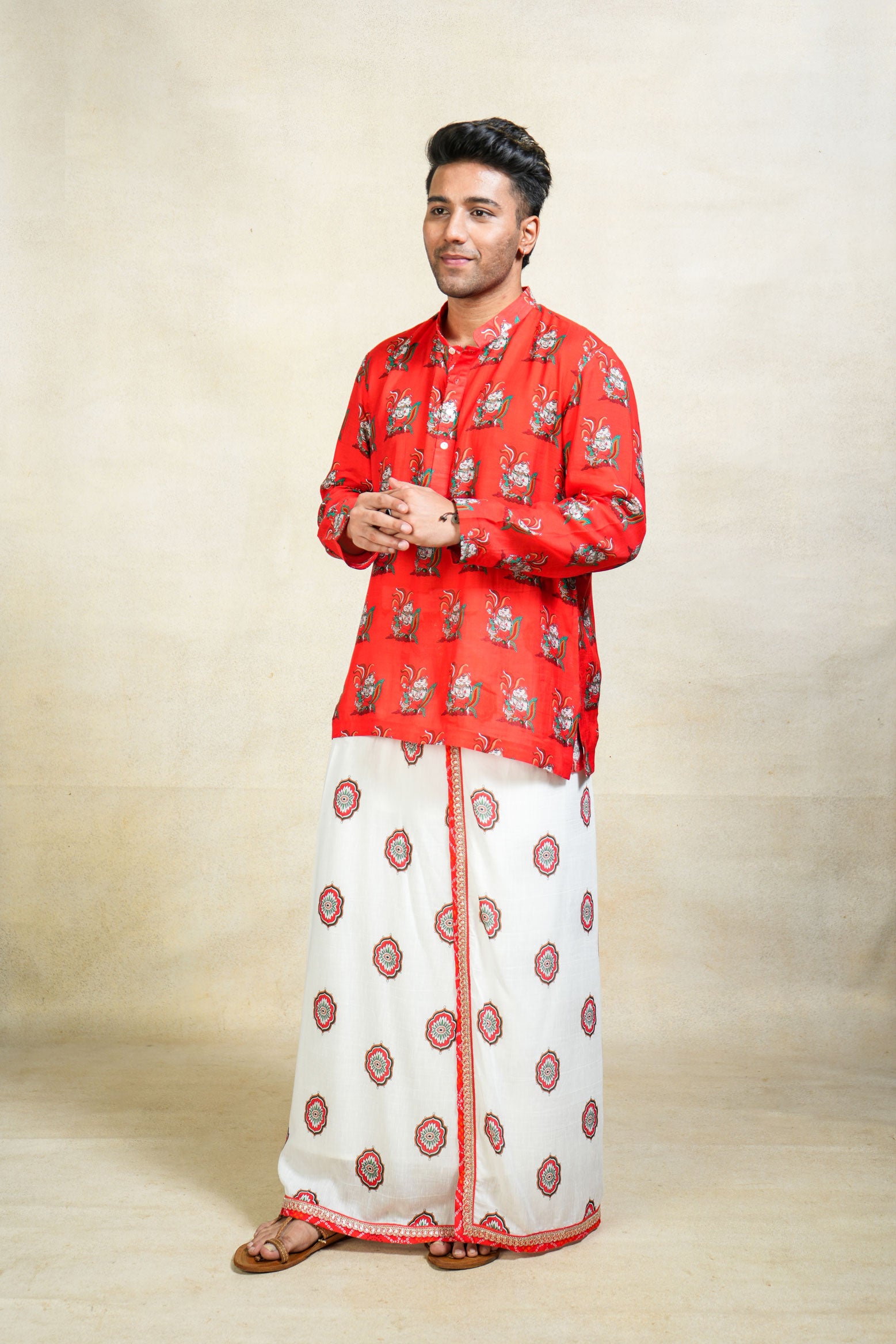 Herambh stitched veshti + kurta set (set of 2)