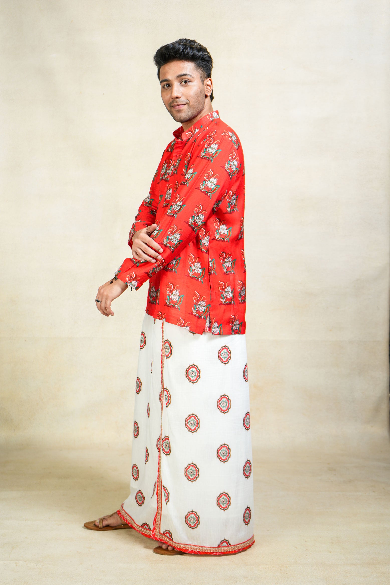 Herambh stitched veshti + kurta set (set of 2)