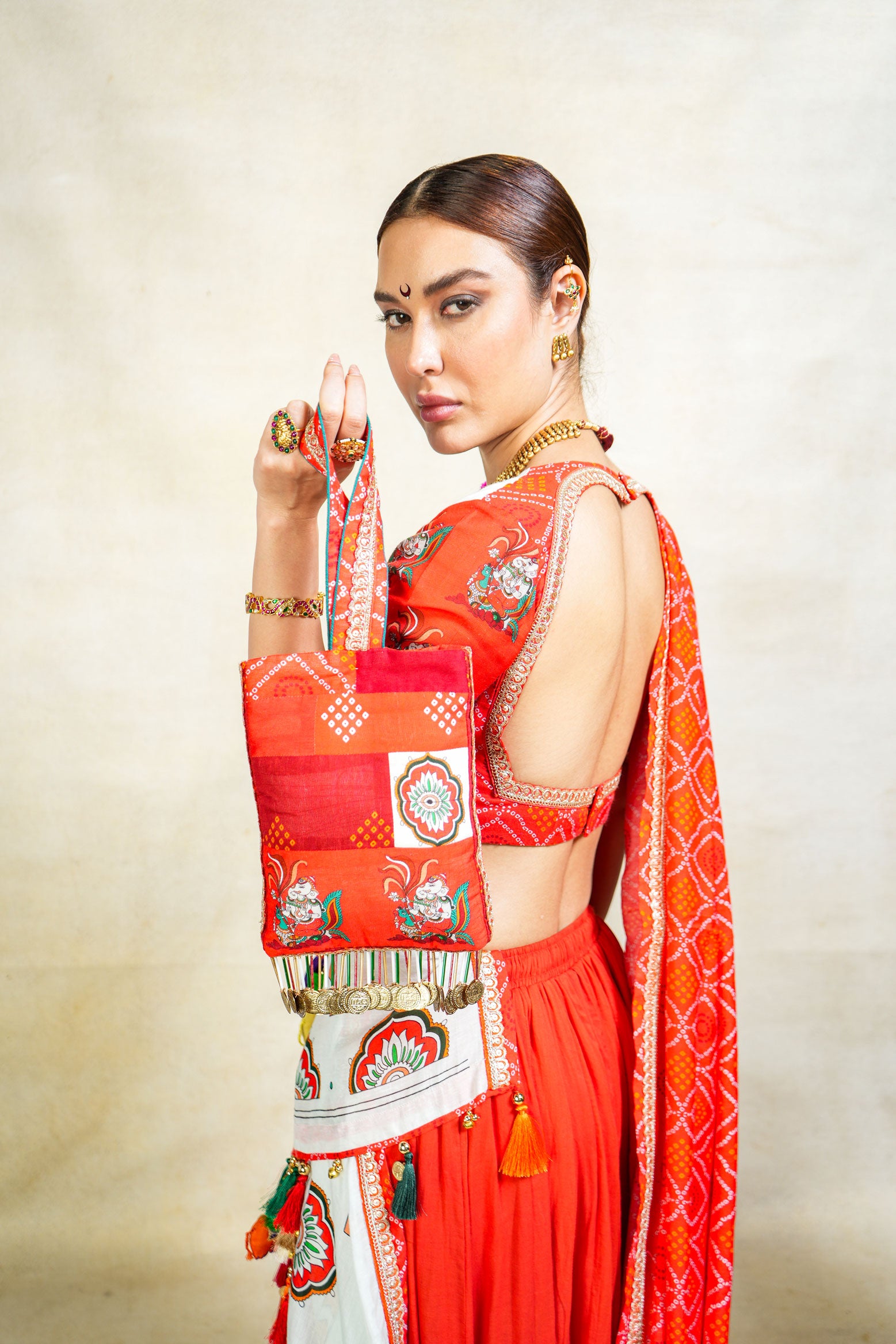 GAJANAN RED PATCHWORK POTLI