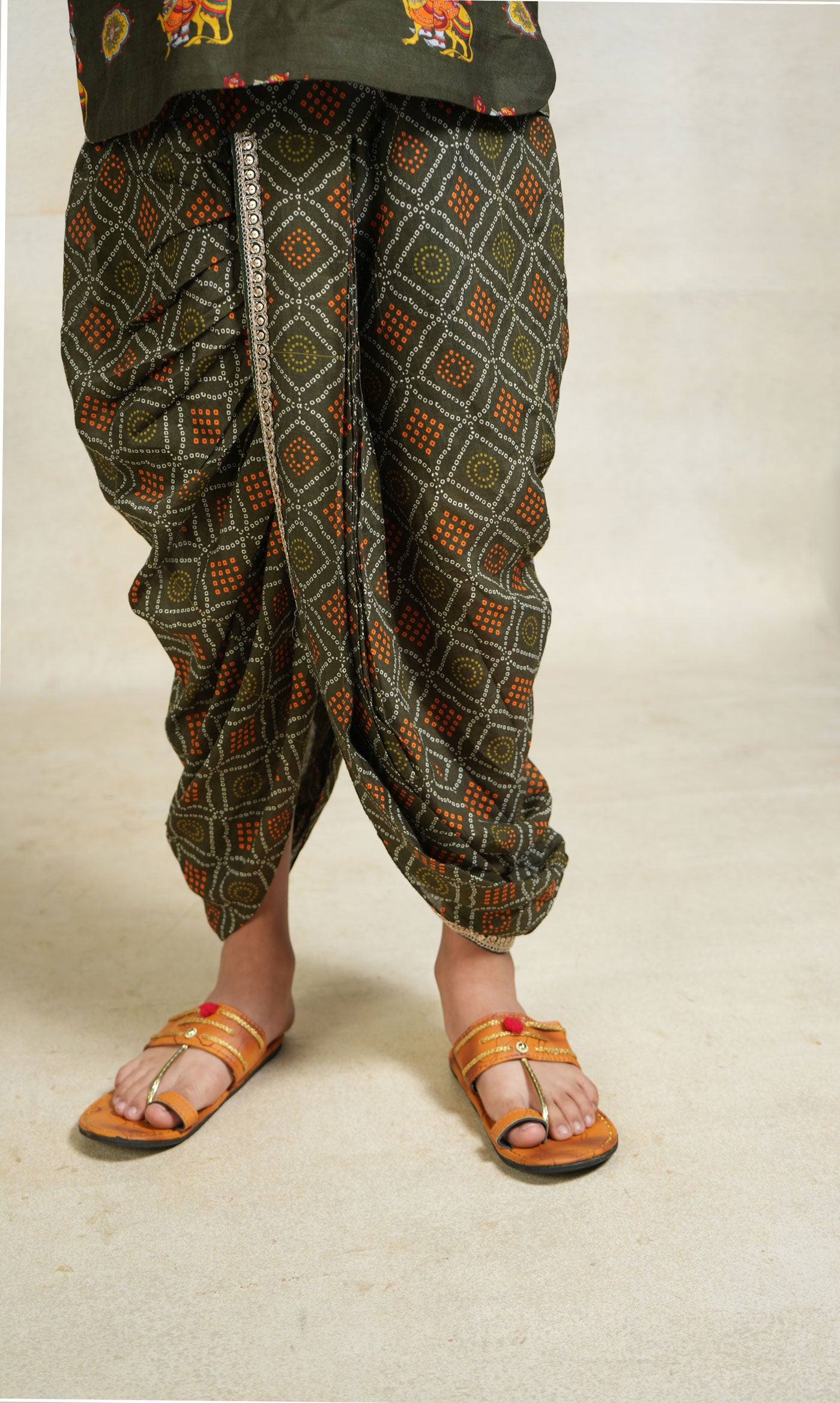 Bal Ganesh green kurta + stitched dhoti set ( set of 2)
