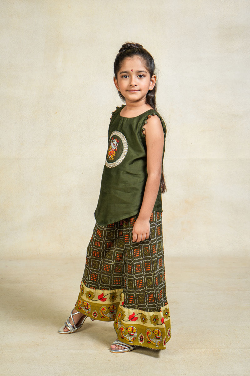 Mushak green sharara + top set ( set of 2 )