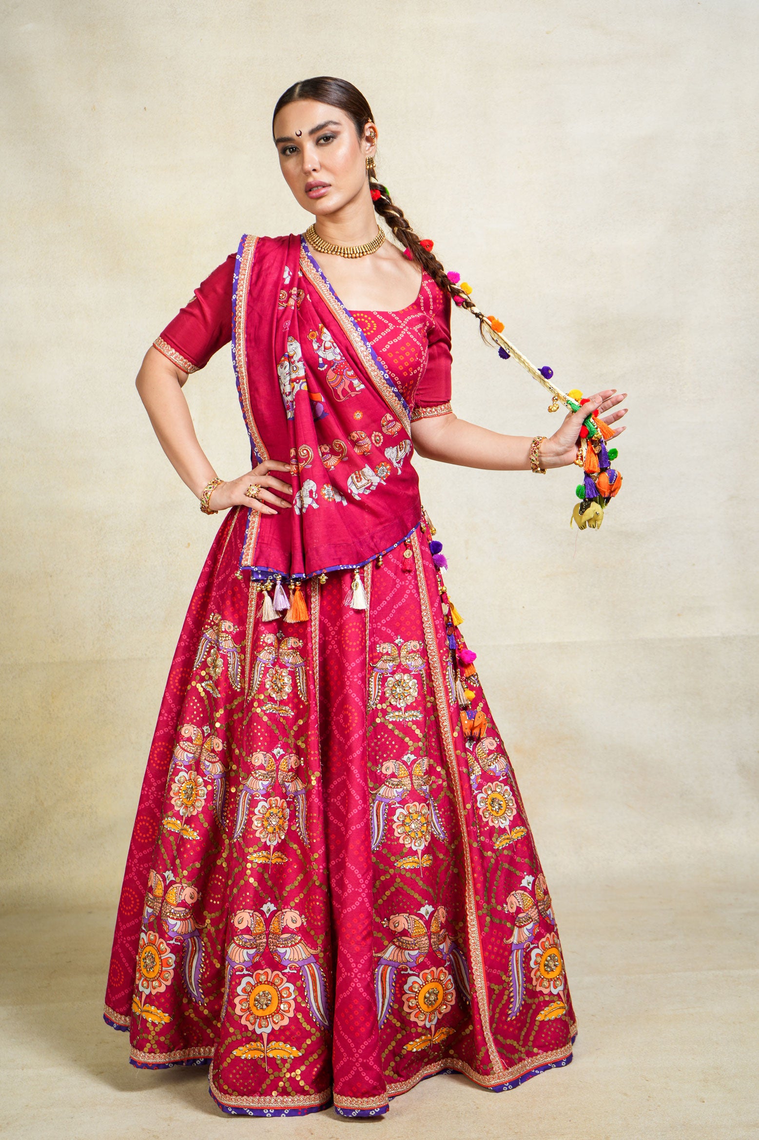 Anugraha magenta lehenga set (SET OF 3)